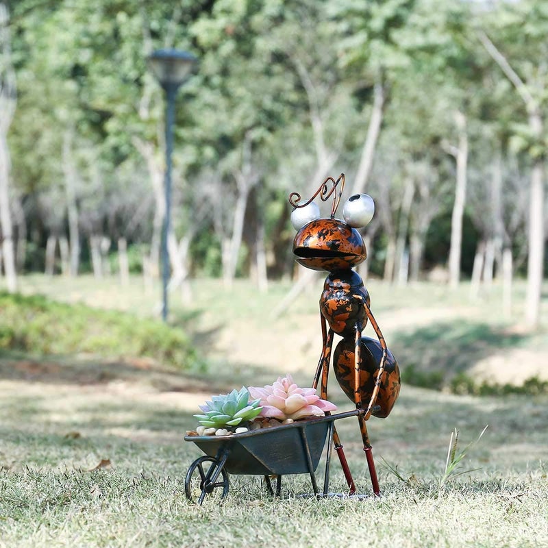 Tooarts Metal Ant Garden Decor Sculpture Home Patio Lawn Yard Indoor Outdoor Statue Ornament with Removable Bucket - Image 3